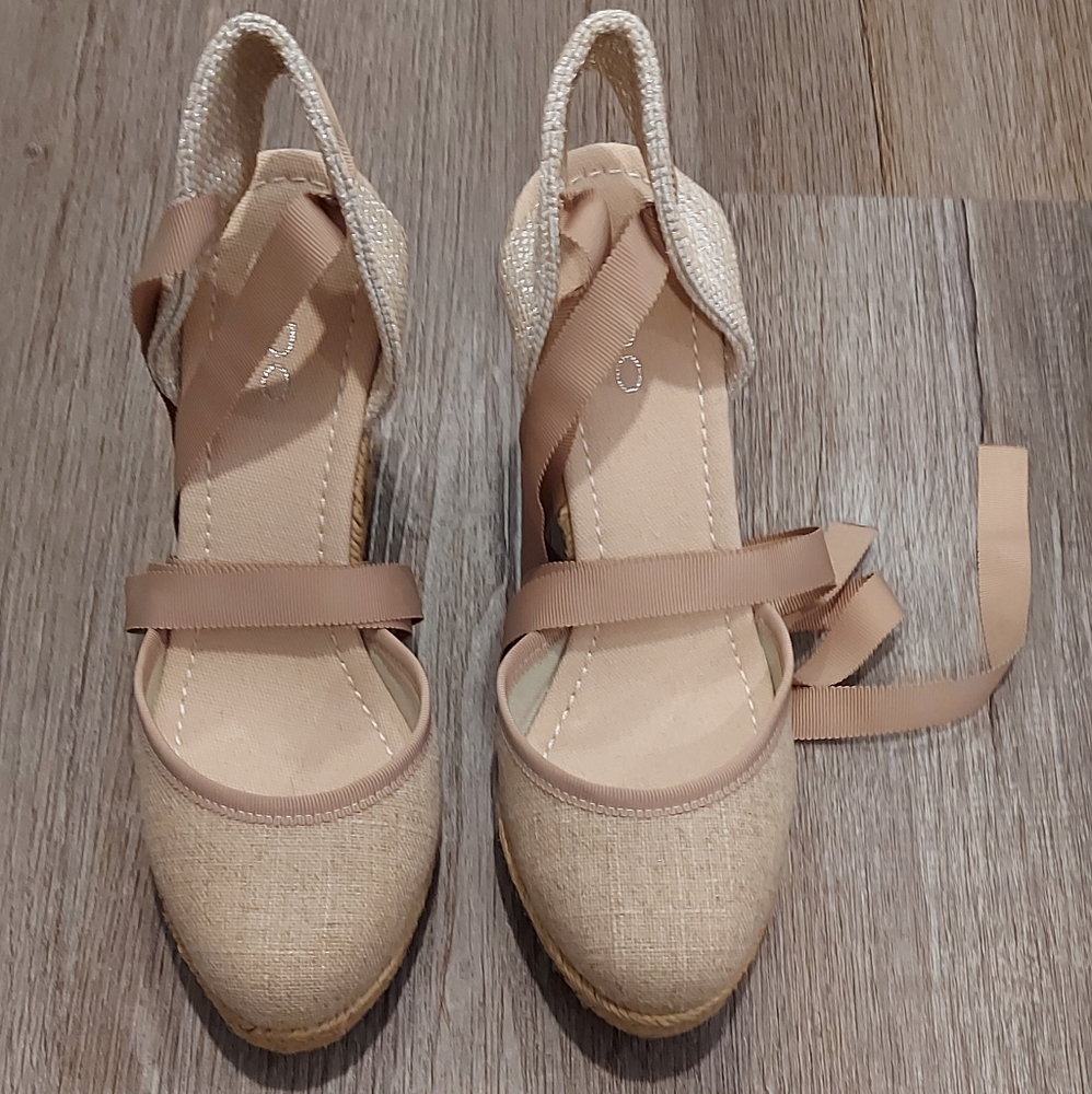 Aldo Beige Espadrilles with Ribbon Tie